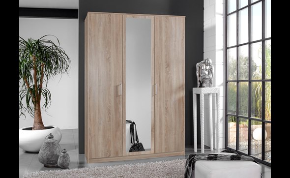 Armoire-3-portes-miroir-Osaka-decor-chene-135cm-Wimex