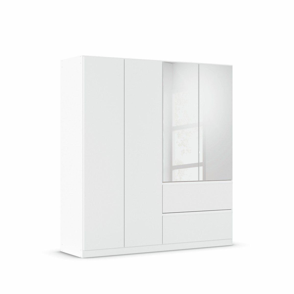 Armoire-4 portes-2 miroirs-2 tiroirs-Joel-0CK9-AG504-Blanc neige-01-Rauch