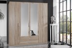 Armoire-4-portes-Osaka-decor-chene-miroir-180cm-Wimex