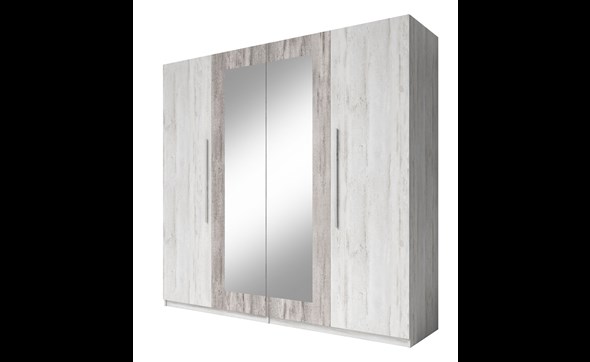 Armoire-4-portes-Vera-decor-arctic-pine-bright-dark-miroir-228cm-Helvetia