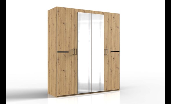 Armoire-4-portes-battantes-Anna2-decor-763-chene-artisan-miroir-180cm-763-568-Wimex