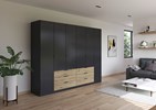 Armoire-6-portes-pleines-6-tiroirs-Davoa-imitation-chene-artisan-gris-metal-4DA9- AG446-Rauch