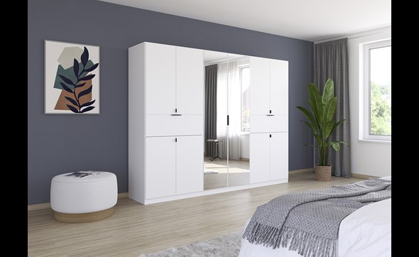 Armoire-8-portes-pleines-2-portes-miroirs-2-grands-tiroirs-Ticao-blanc-ambi-Rauch