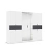 Armoire-8-portes-pleines-2-portes-miroirs-2-grands-tiroirs-imitation-chene-atlantic-fonce-Ticao-blanc-perspective-Rauch