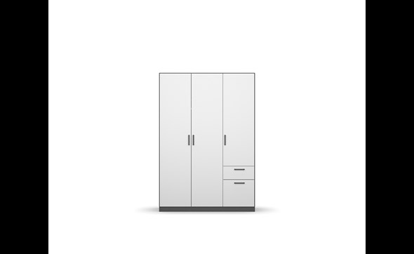 Armoire de rangement Ray 120cm à 3 portes et 4 tablettes - blanc Moderne -  Rousseau