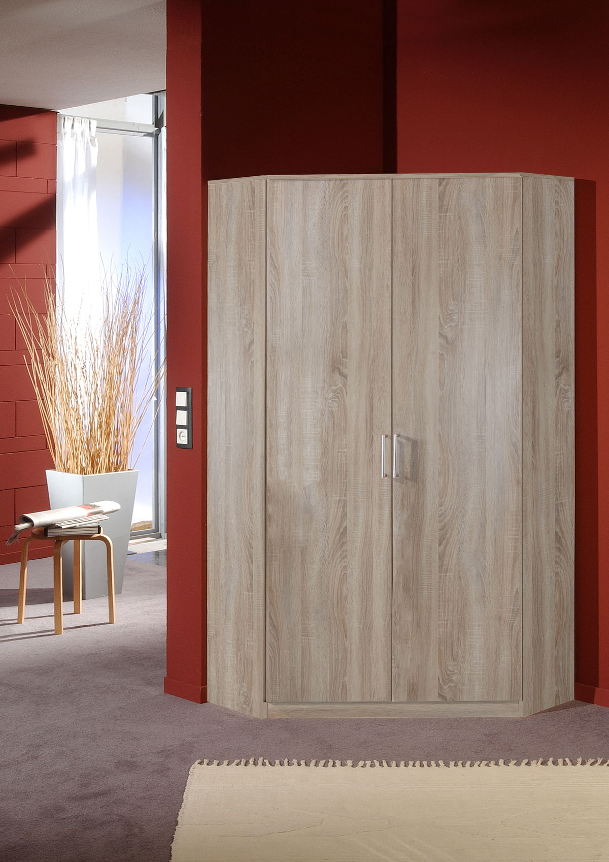 Armoire-angle-Osaka-decor-chene-95cm-Wimex