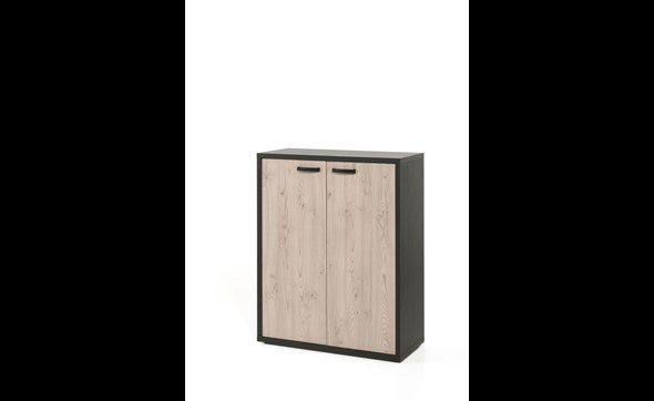 Armoire-basse-2-portes-bureau-Capo-kastanje-zwart-A-90cm-Neyt