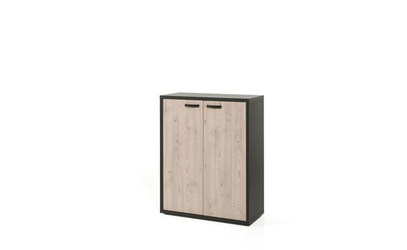 Armoire-basse-2-portes-bureau-Capo-kastanje-zwart-A-90cm-Neyt