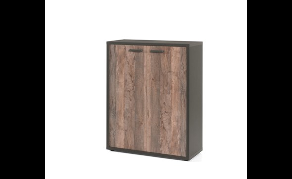 Armoire-basse-2-portes-bureau-Pronto-decor-bois-vintage-noir-90cm-Neyt