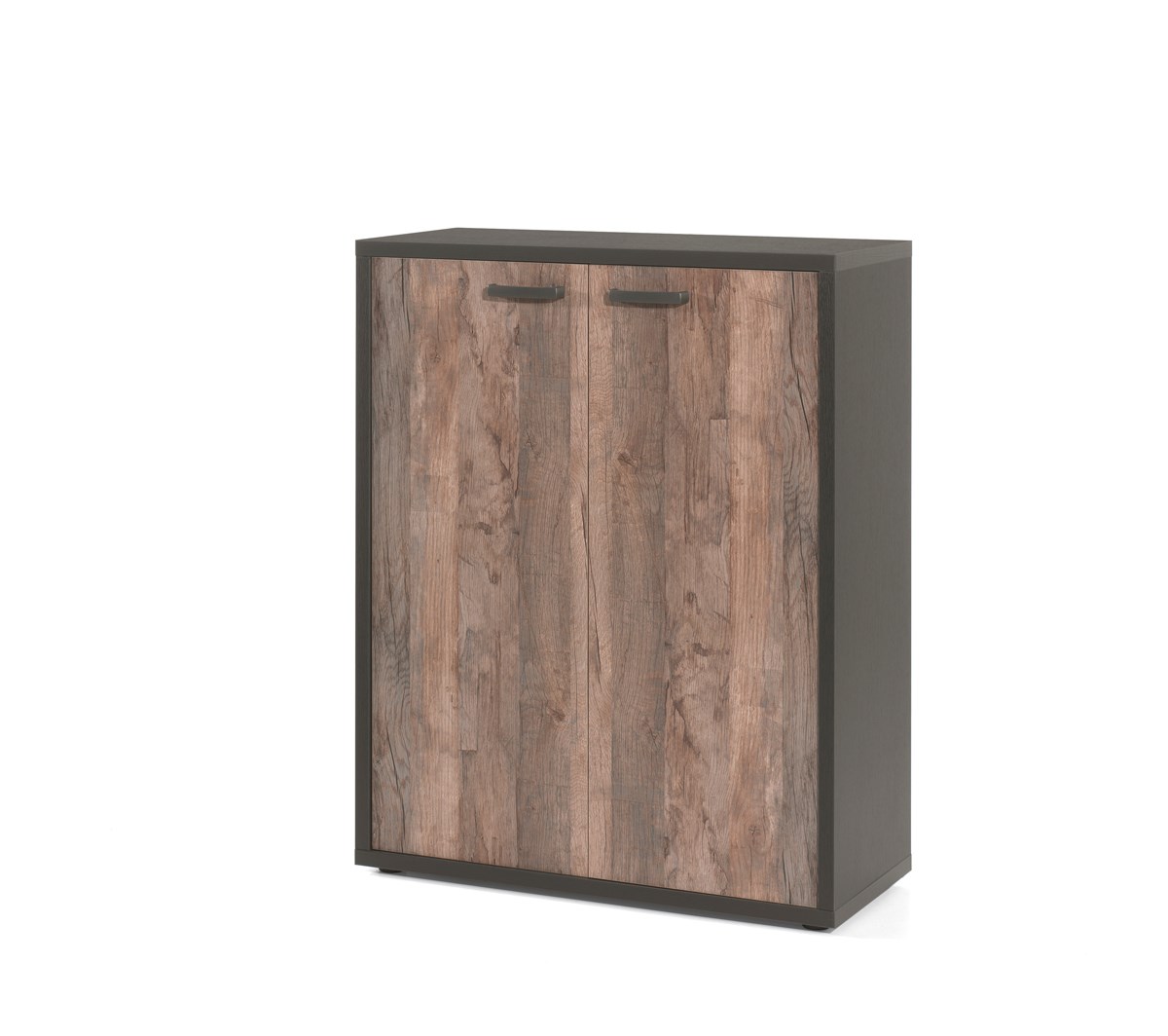 Armoire-basse-2-portes-bureau-Pronto-decor-bois-vintage-noir-90cm-Neyt