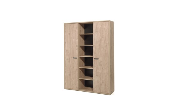 Armoire-bibliotheque-haute-2-portes-Capo-golden-oak-H-160cm-Neyt
