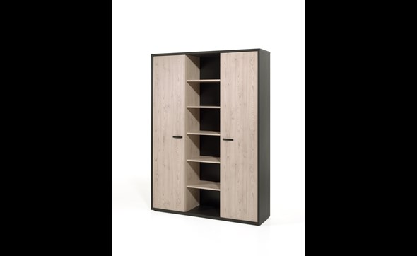 Armoire-bibliotheque-haute-2-portes-Capo-kastanje-zwart-H-160cm-Neyt