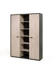 Armoire-bibliotheque-haute-2-portes-Capo-kastanje-zwart-H-160cm-Neyt