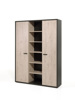 Armoire-bibliotheque-haute-2-portes-Capo-kastanje-zwart-H-160cm-Neyt