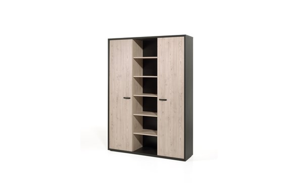 Armoire-bibliotheque-haute-2-portes-Capo-kastanje-zwart-H-160cm-Neyt