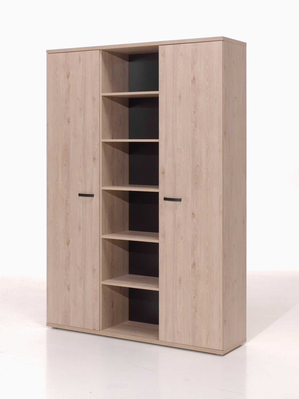 Armoire basse de bureau contemporaine 160 cm chêne/noir Salto