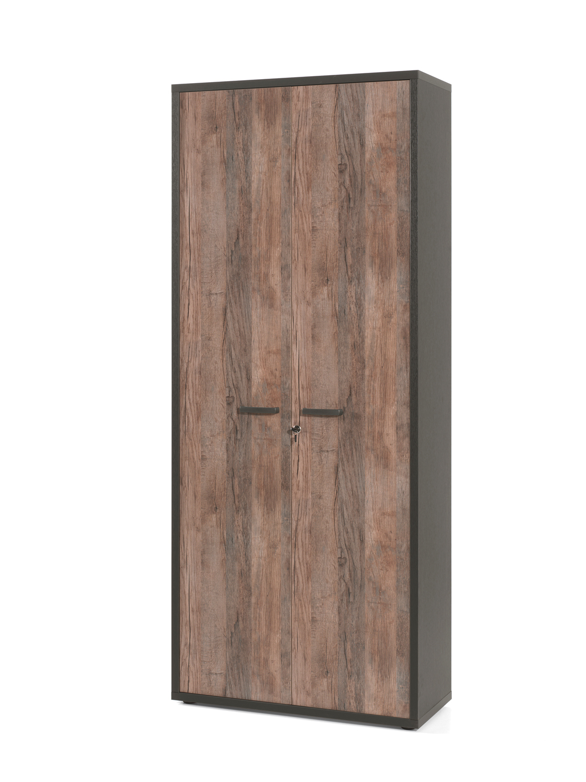 Armoire-haute-2-portes-bureau-Pronto-decor-bois-vintage-noir-90cm-Neyt