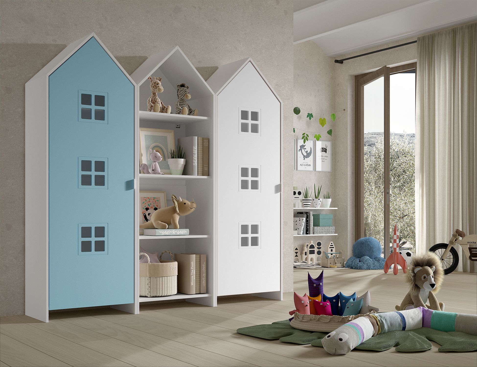 Armoires+ bibliotheque-Casami-Bruges-MDF-lanque-bleu-01-Vipack