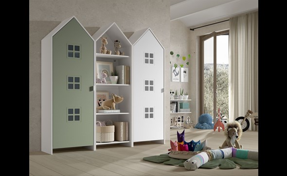 Armoires+ bibliotheque-Casami-Bruges-MDF-lanque-vert-01-Vipack