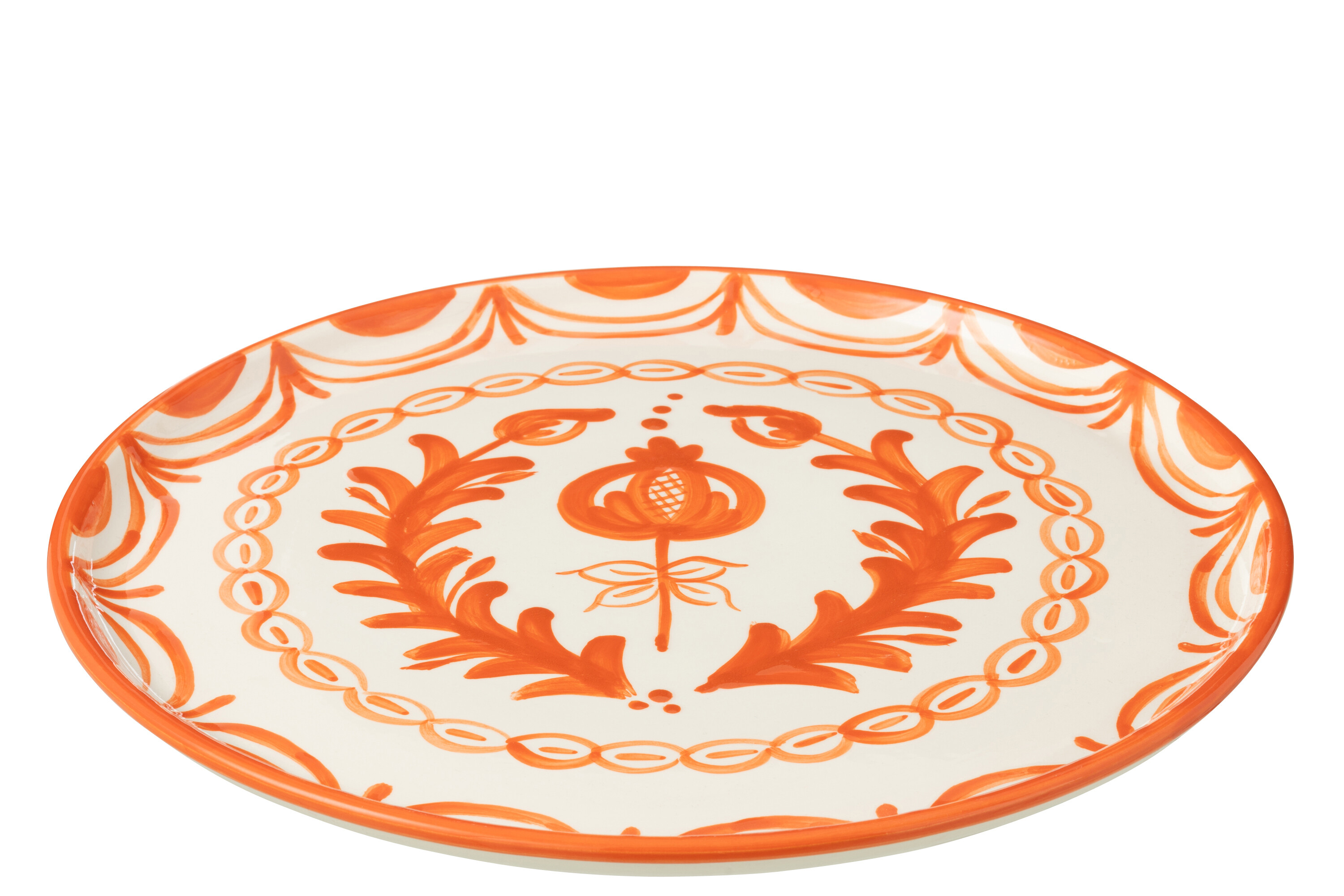 Assiette-Granada-52085-poterie-orange-blanc-Jolipa-01