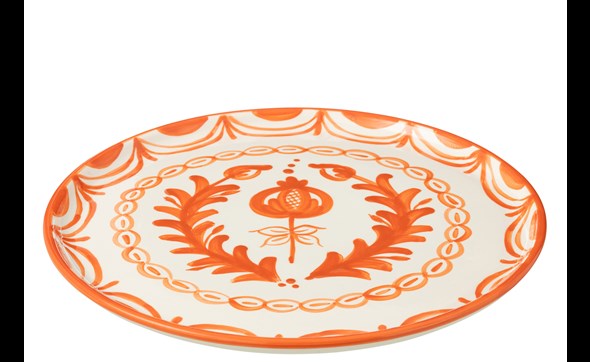 Assiette-Granada-52085-poterie-orange-blanc-Jolipa-01