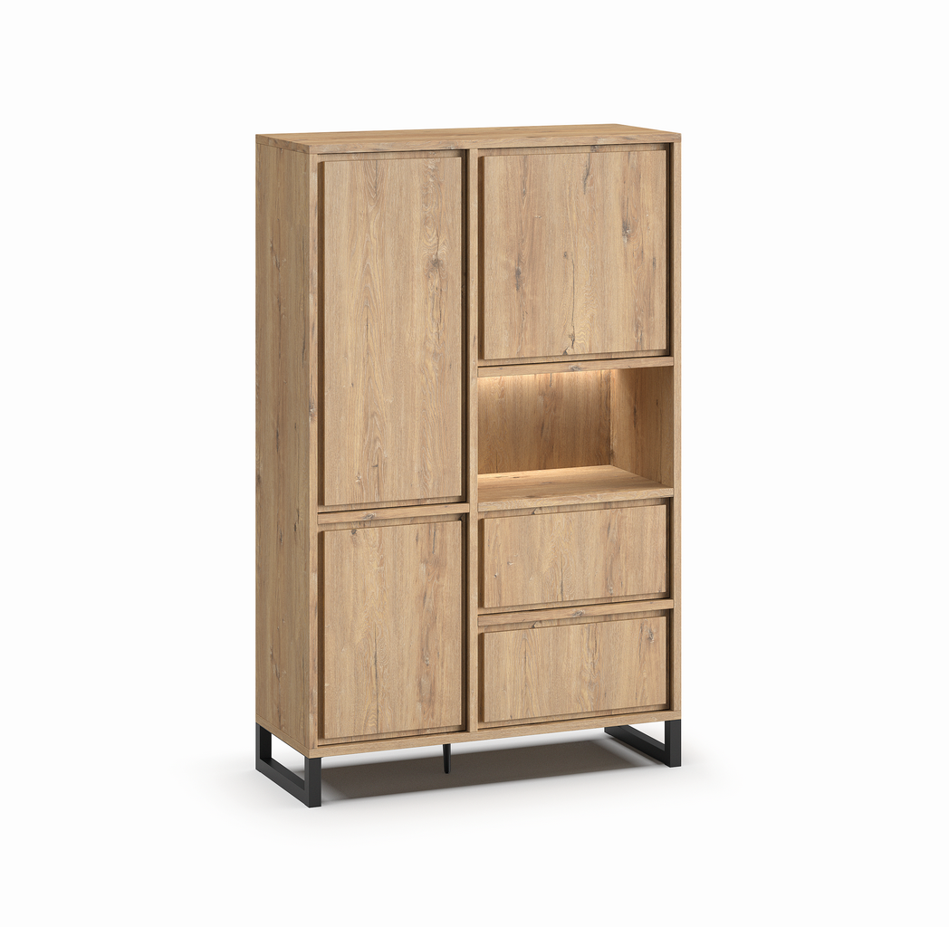 Bar-3-portes-2-tiroirs-1-niche-Naturel-millenium-oak-nature-K545-BAR1-126,8cm-Meubar