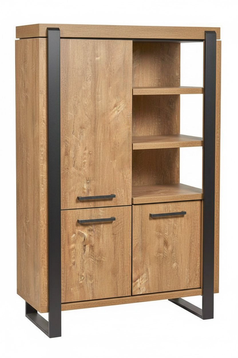 Bar-3-portes-3-niches-Udine-decor-teck-orange-noir-mat-TRUC-K661-BAR1-Evan