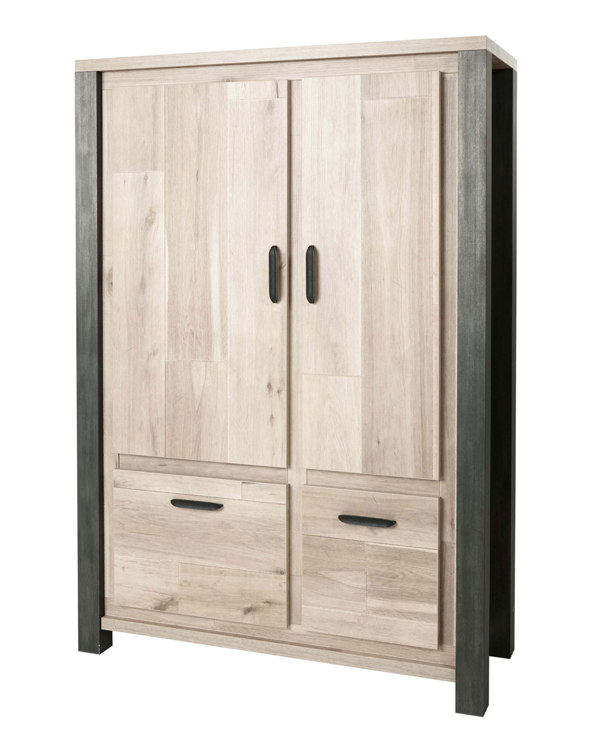 Bar-4-portes-Tomba-decor-bois-chene-vieux-imitation-acier-K497-BAR6-130cm-Meubar