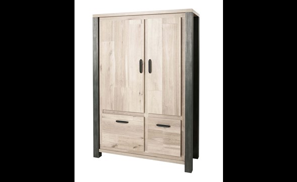 Bar-4-portes-Tomba-decor-bois-chene-vieux-imitation-acier-K497-BAR6-130cm-Meubar