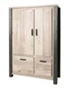 Bar-4-portes-Tomba-decor-bois-chene-vieux-imitation-acier-K497-BAR6-130cm-Meubar