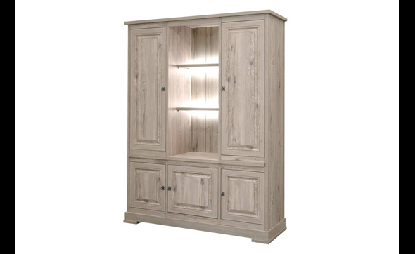 Bar-vaisselier-5-portes-Kent-decor-bois-chene-millenium-gris-clair-K540-WB9-164cm-Meubar