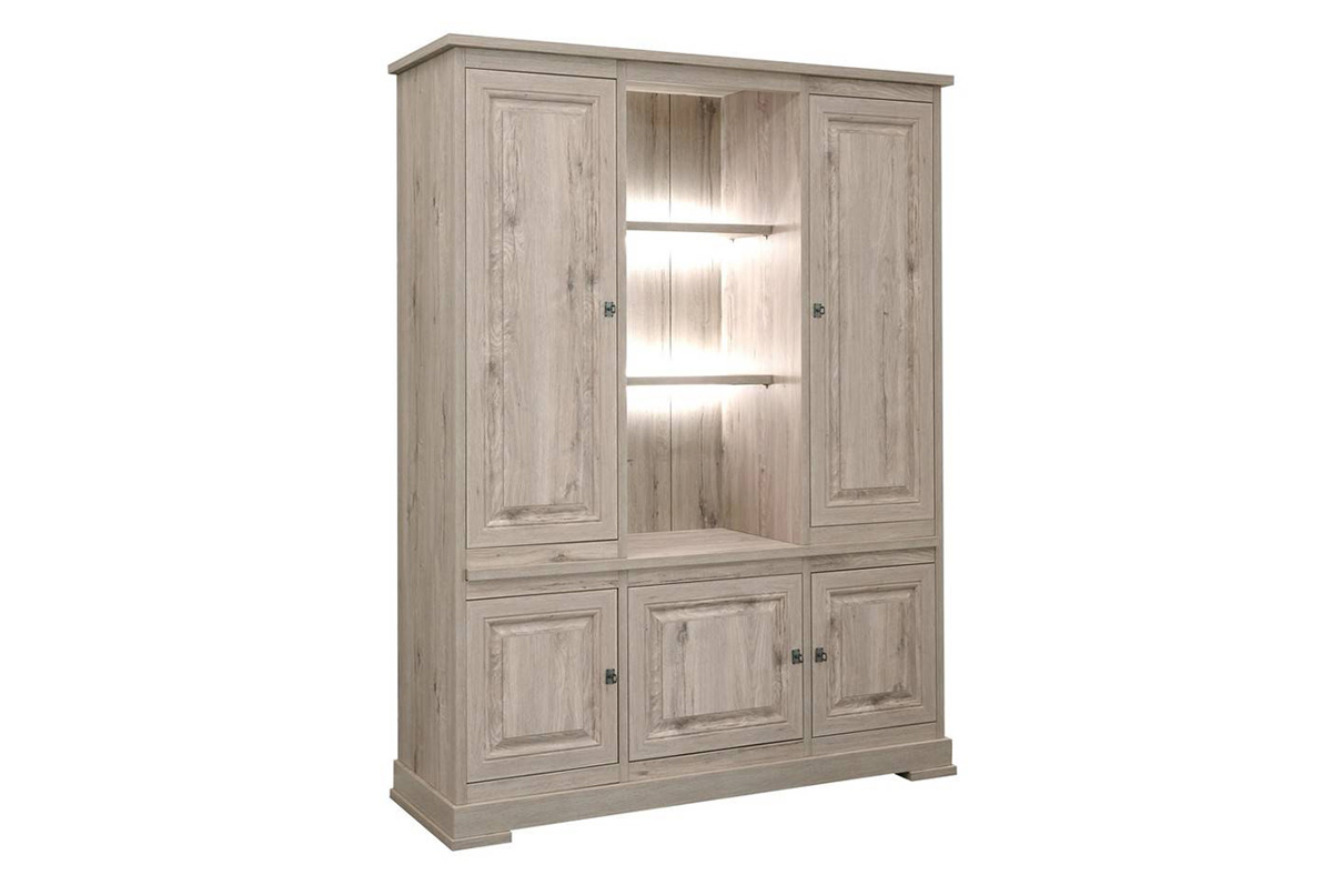 Bar-vaisselier-5-portes-Kent-decor-bois-chene-millenium-gris-clair-K540-WB9-164cm-side-Meubar