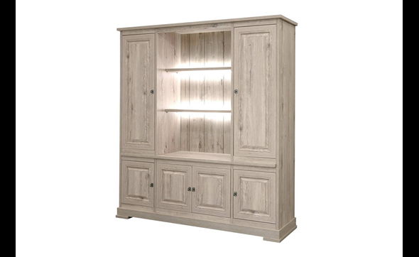 Bar-vaisselier-6-portes-Kent-decor-bois-chene-millenium-gris-clair-K540-WB8-196cm-Meubar