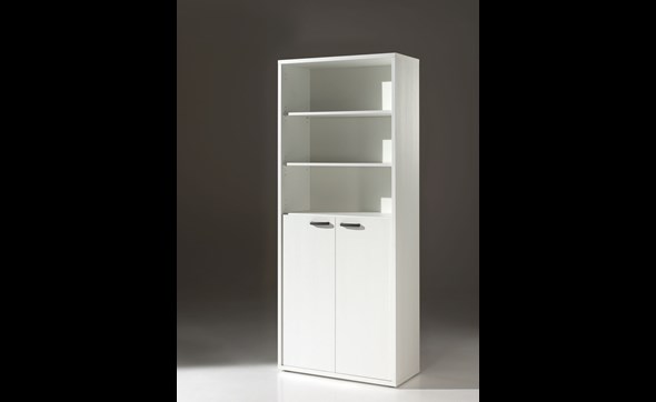 Bibliotheque-2-portes-bureau-Pronto-decor-bois-blanc-90cm-Neyt