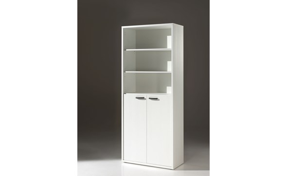 Bibliotheque-2-portes-bureau-Pronto-decor-bois-blanc-90cm-Neyt