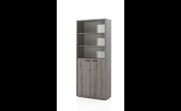 Bibliotheque-2-portes-bureau-Pronto-decor-bois-sherman-gris-90cm-Neyt