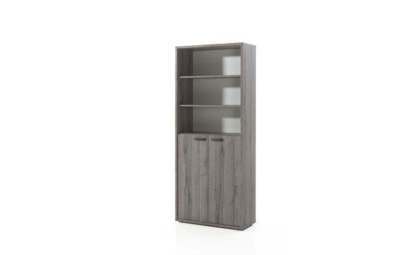 Bibliotheque-2-portes-bureau-Pronto-decor-bois-sherman-gris-90cm-Neyt