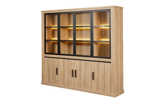 Bibliotheque-4-portes-vitrees-Tibo-decor-bois-french-oak-247cm-01-GBO