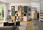 Bibliotheque-A+B+C-6portes-Craft-chene-artisan-gris-vert-Gautier