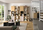 Bibliotheque-B+C-4portes-Craft-chene-artisan-gris-vert-Gautier