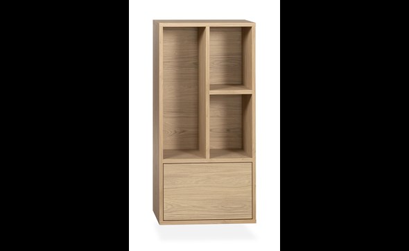 Bibliotheque-Blackburn-3-niches-1-tiroir-chene-blond-Maxfurn