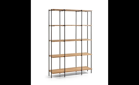 Bibliotheque-Dunes-bois-massif-metal-noir-De-Eiken