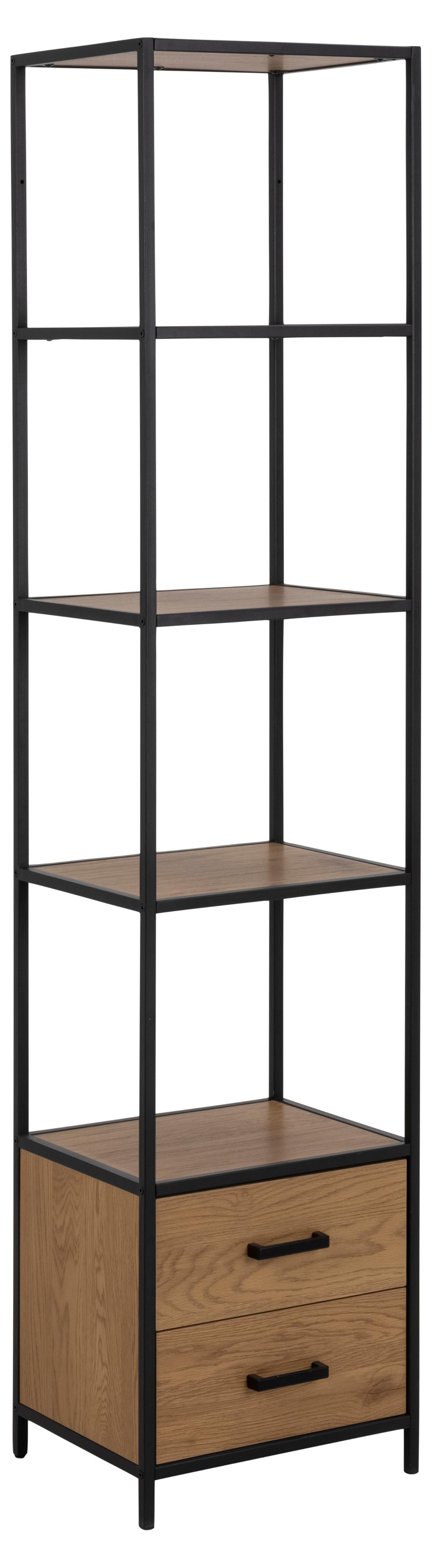Bibliotheque-Seaford-89647-matte-noir-wild-oak-drawers-Actona-01