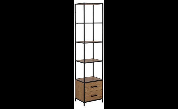Bibliotheque-Seaford-89647-matte-noir-wild-oak-drawers-Actona-01