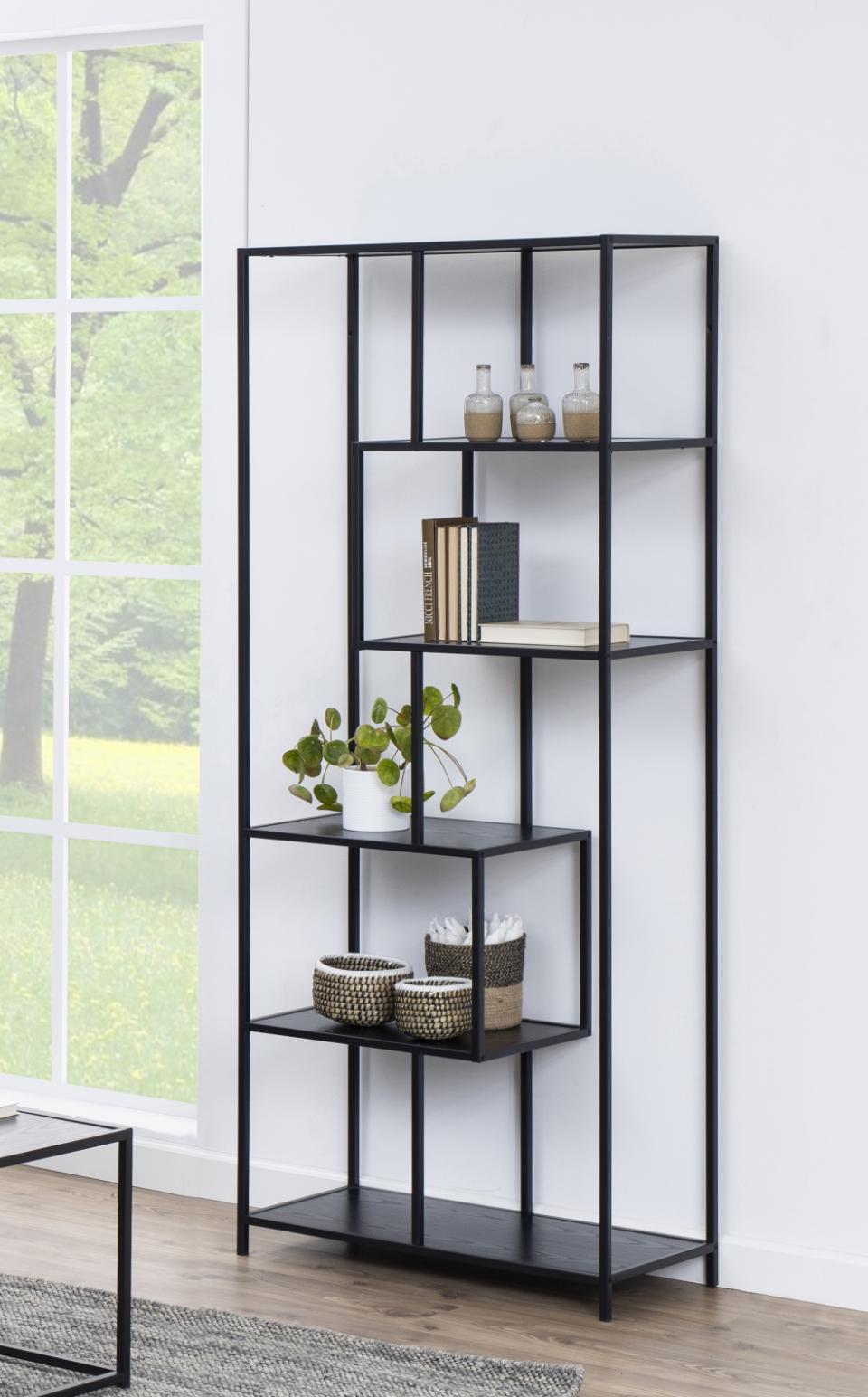 Bibliotheque-Seaford-90198-decor-ash-black-base-metal-powder-coated-rough-ambi-Actona