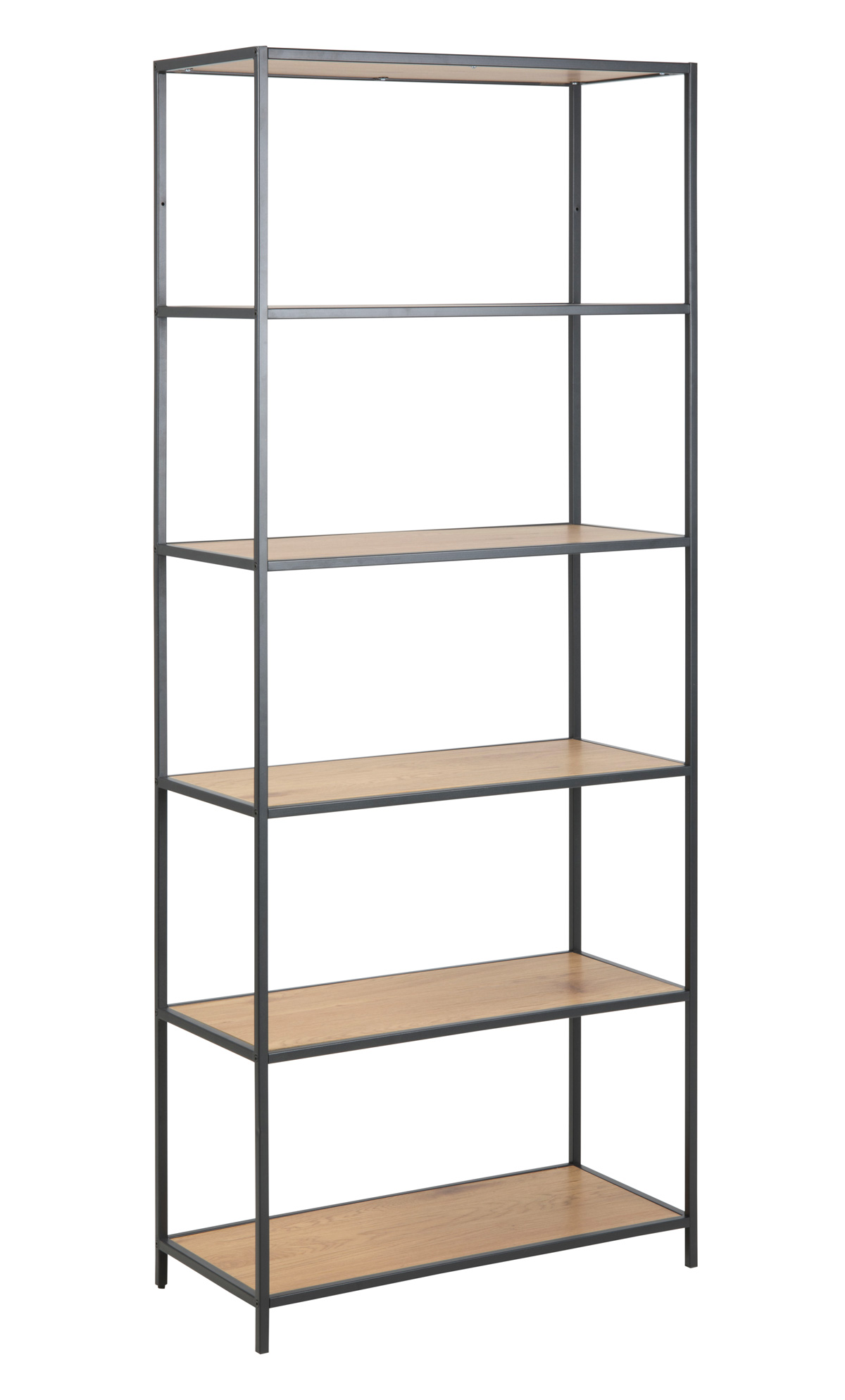 Bibliotheque-Seaford-decor-wild-oak-pieds-metal-noir-mat-89166-77cm-Actona