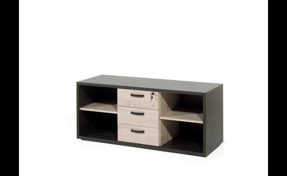 Bibliotheque-a-tiroir-bureau-Capo-kastanje-zwart-I-144cm-Neyt