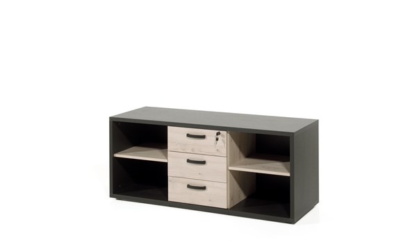 Bibliotheque-a-tiroir-bureau-Capo-kastanje-zwart-I-144cm-Neyt