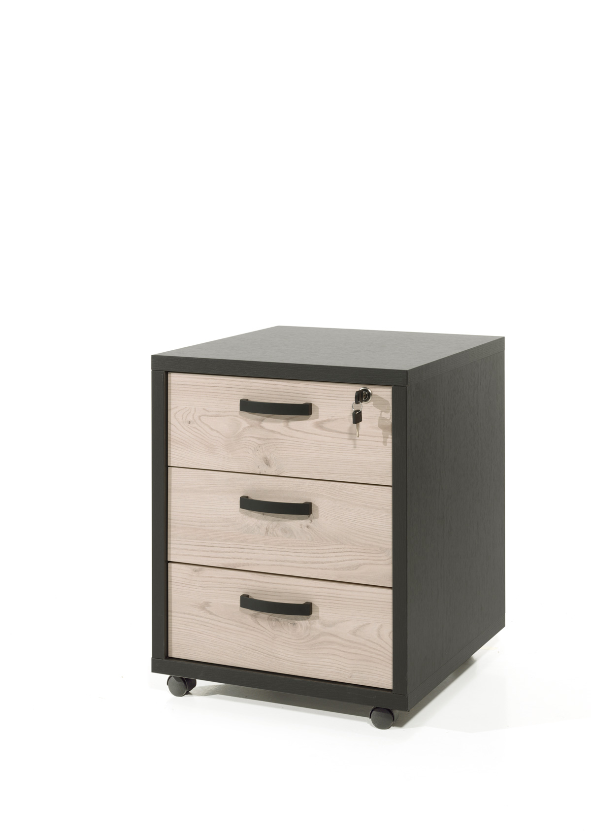 Bloc-a-tiroirs-bureau-Capo-kastanje-zwart-BS-52cm-Neyt