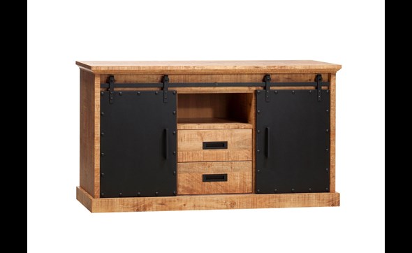 Buffet-2-portes-2-tiroirs-1niche-Industry-lamulux-manguier-160cm-Maxfurn